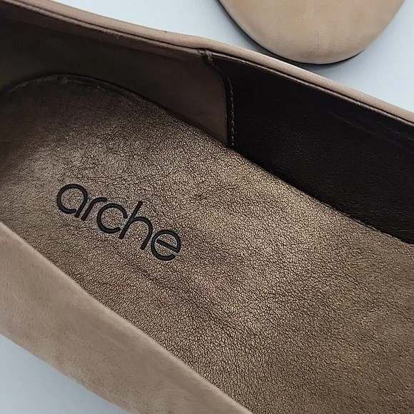 ARCHE Onyri ballerinas -  Tan Nubuck Ballet Flat/Low Wedge Heel, Size 41 - Picture 3 of 7